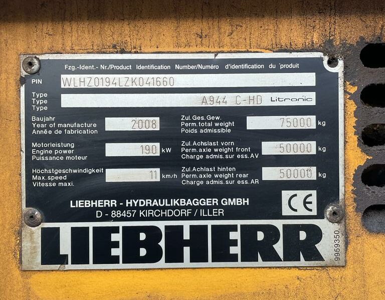 Liebherr 944 C-HD LITRONIC, Koparka przeładunkowa, do złomu, drzewa, 2008rok