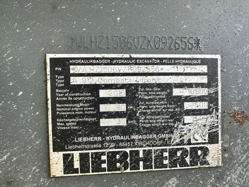 Liebherr A912 Compact Koparka kołowa, 2016rok, 122KM